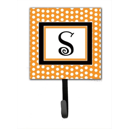 Carolines Treasures Letter S Initial Monogram - Orange Polka Dots Leash Holder Or Key Hook CJ1033-SSH4